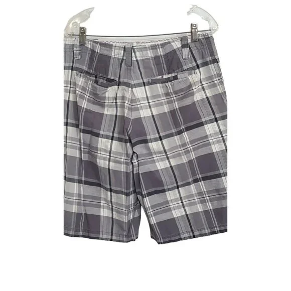 Aeropostale Mens Flat Front Shorts Gray Plaid Long Leg Size 31 x 11 - Picture 3 of 6